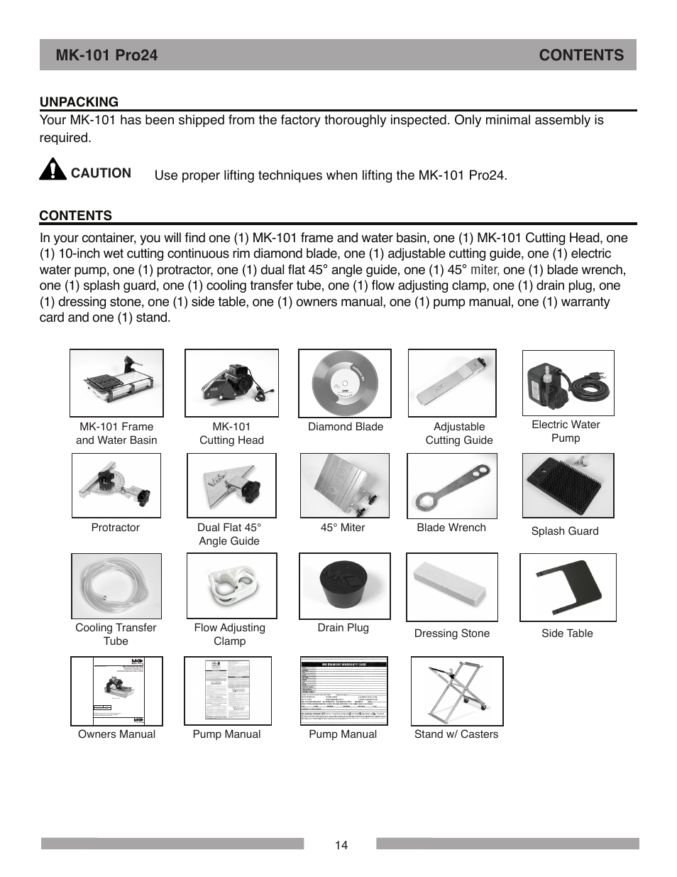 MK Diamond MK-101 Pro24 User Manual | Page 14 / 56