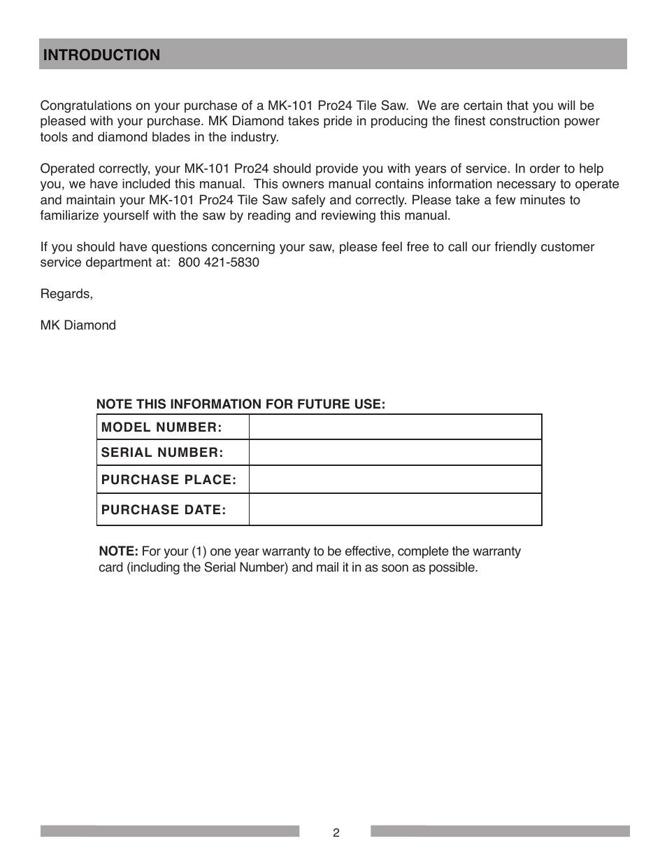 MK Diamond MK-101 Pro24 User Manual | Page 2 / 56