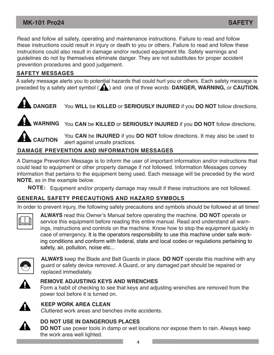 MK Diamond MK-101 Pro24 User Manual | Page 4 / 56
