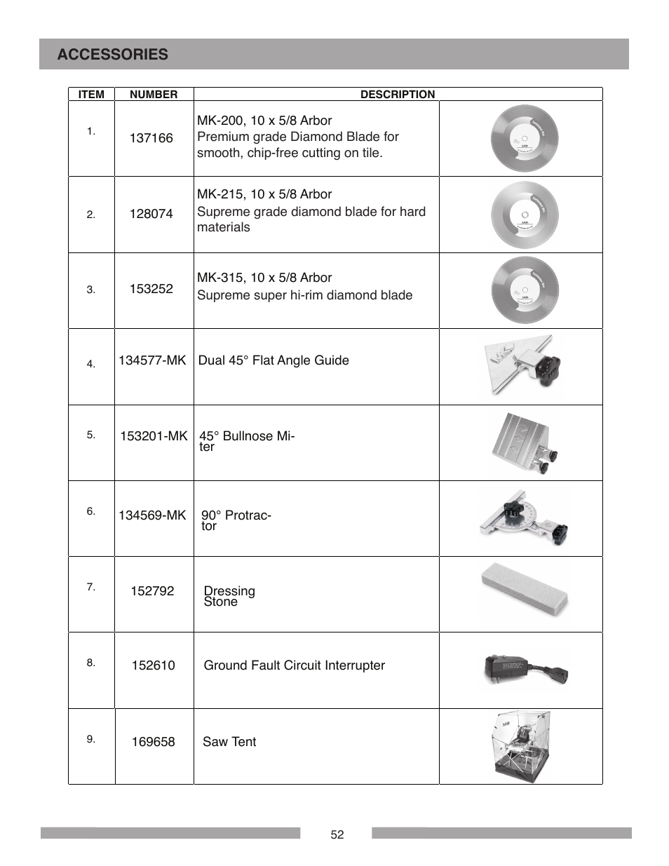 Accessories | MK Diamond MK-101 Pro24 User Manual | Page 52 / 56