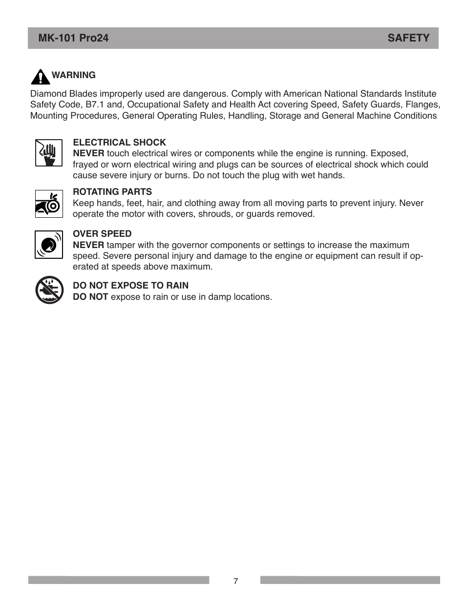 MK Diamond MK-101 Pro24 User Manual | Page 7 / 56