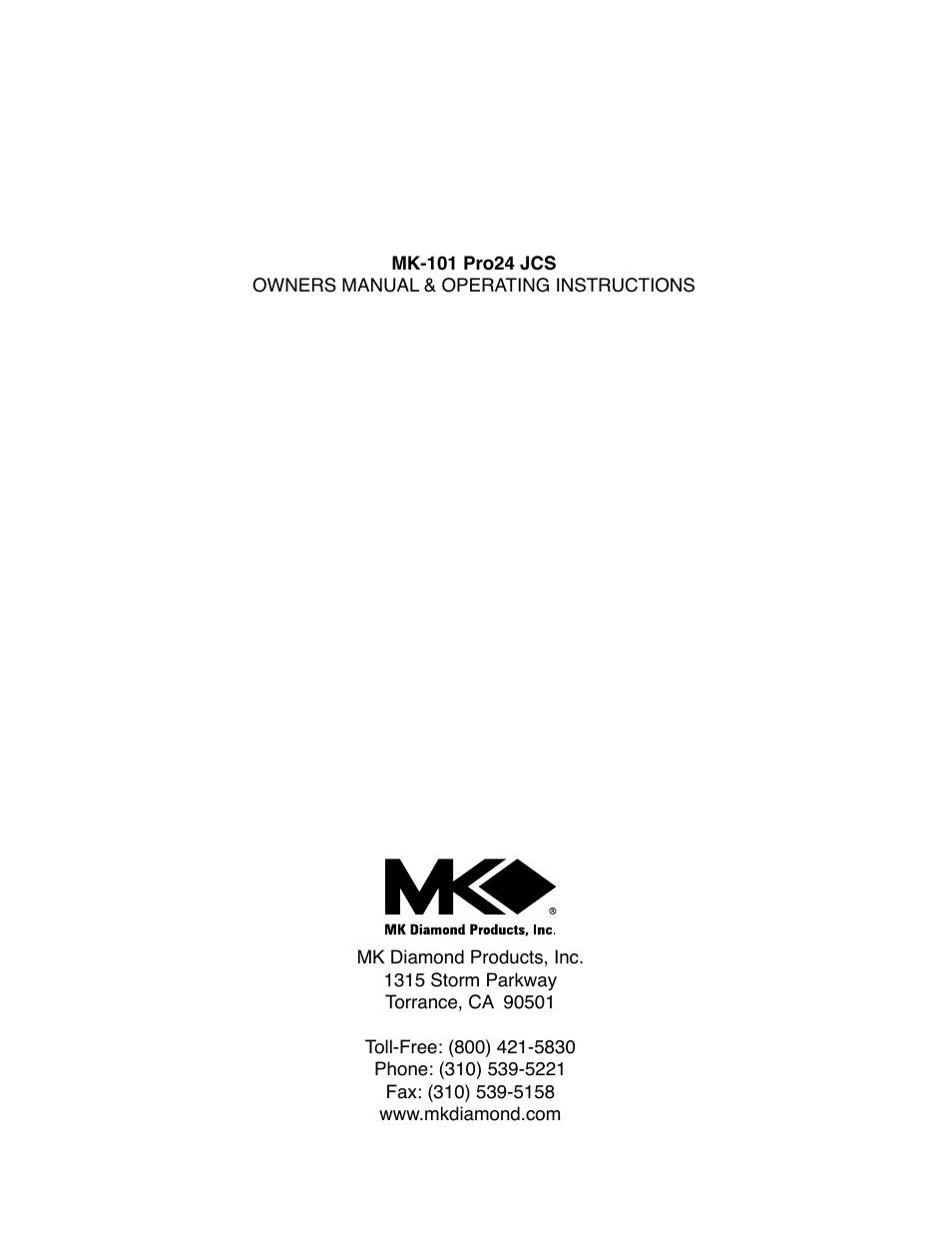 MK Diamond MK-101Pro24 JCS User Manual | Page 60 / 60