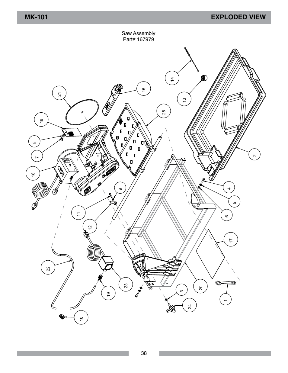 Mk-101 exploded view | MK Diamond MK-101 Lowes User Manual | Page 38 / 56