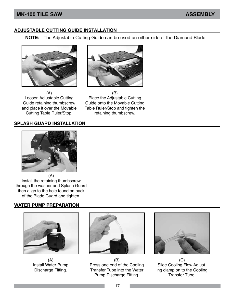 Mk-100 tile saw assembly | MK Diamond MK-100 User Manual | Page 17 / 44
