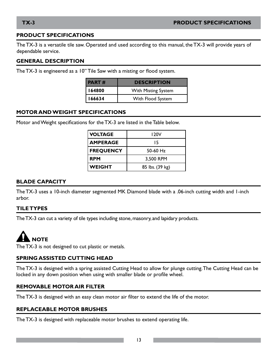 MK Diamond TX-3 User Manual | Page 13 / 52