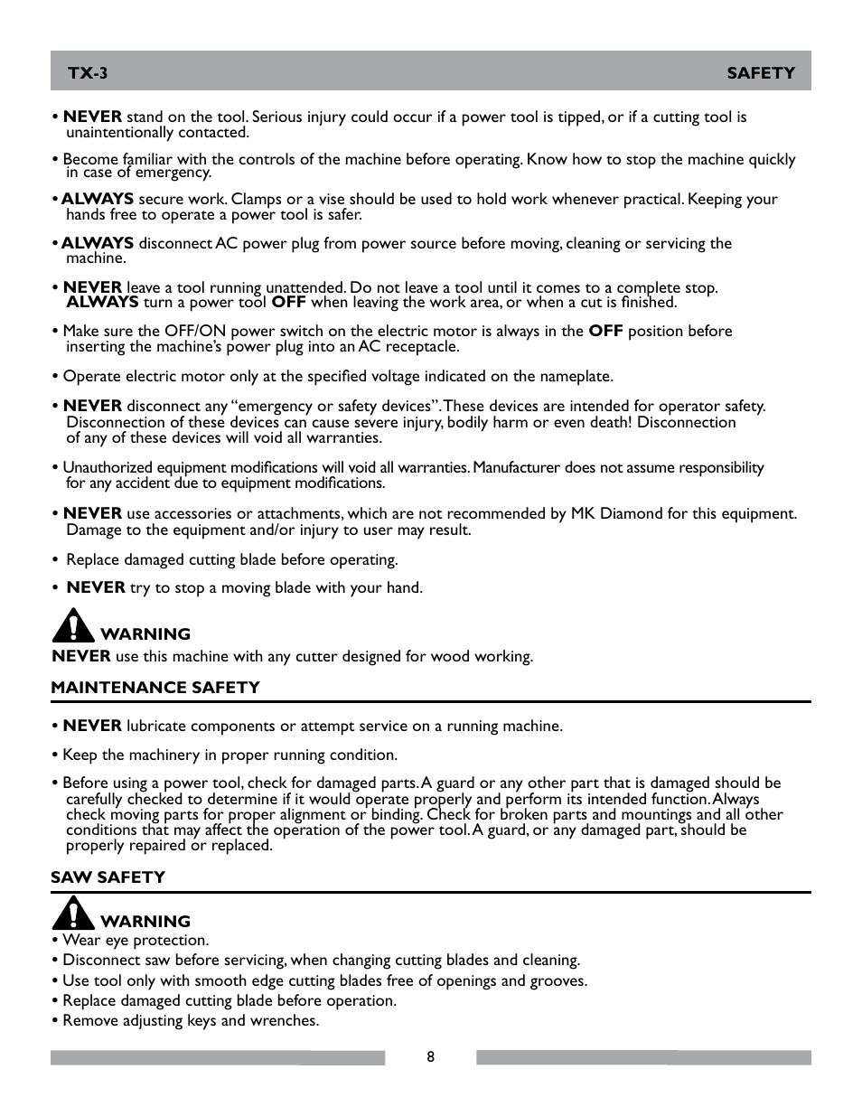 MK Diamond TX-3 User Manual | Page 8 / 52