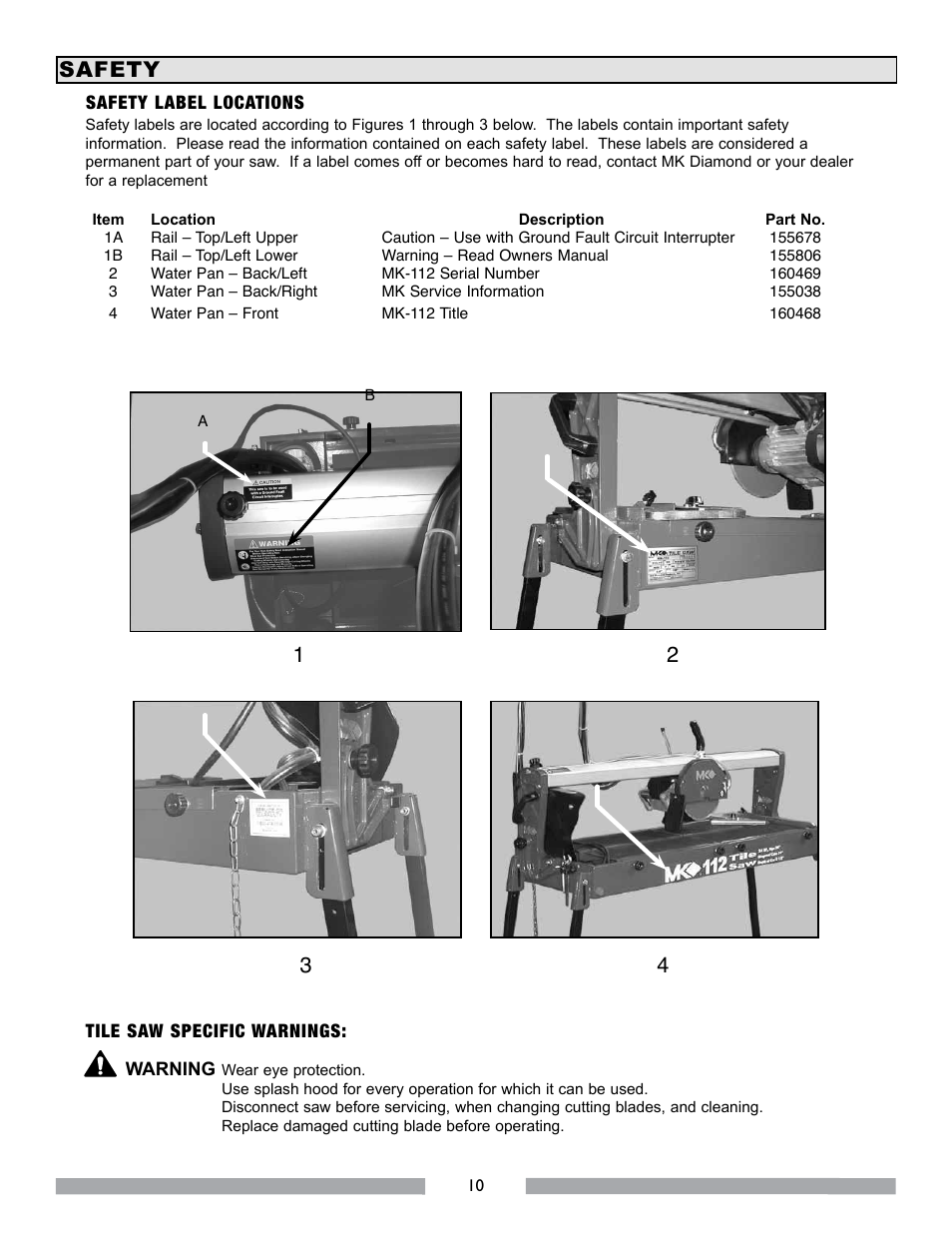 Safety | MK Diamond MK-112 User Manual | Page 10 / 28