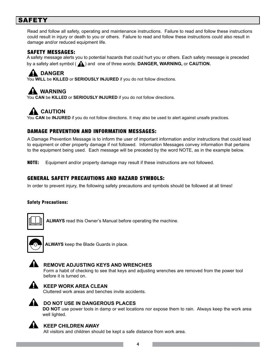 Safety | MK Diamond MK-112 User Manual | Page 4 / 28