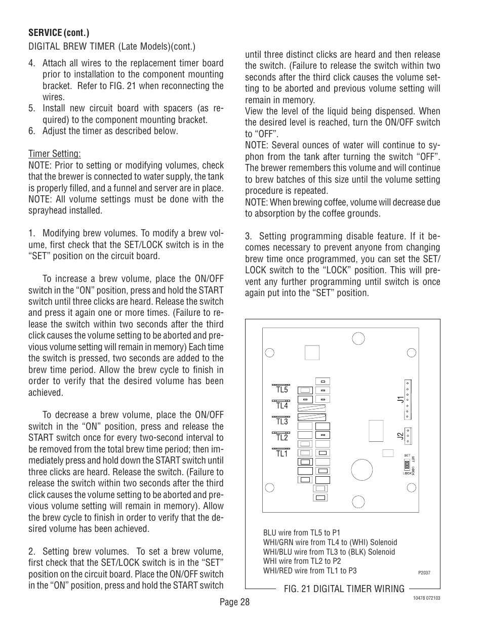 Bunn CRT5 CRTF5 User Manual | Page 28 / 32