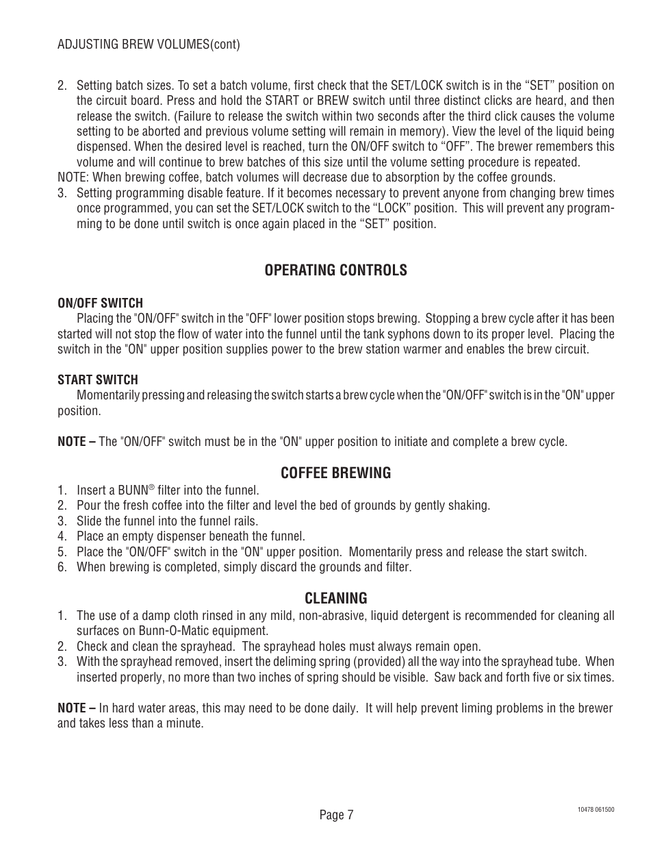 Bunn CRT5 CRTF5 User Manual | Page 7 / 32