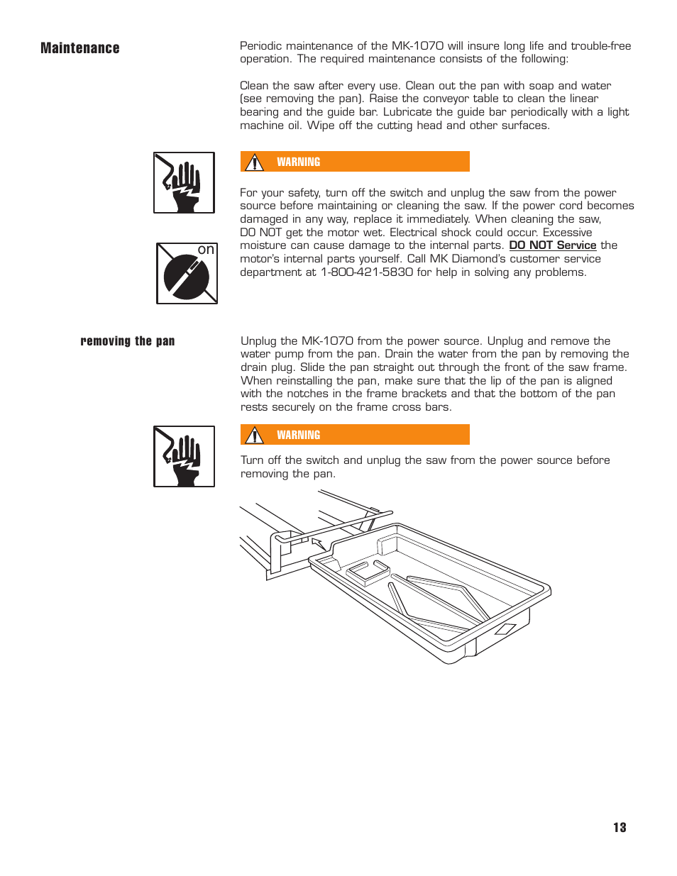 Maintenance | MK Diamond MK1070 User Manual | Page 14 / 22