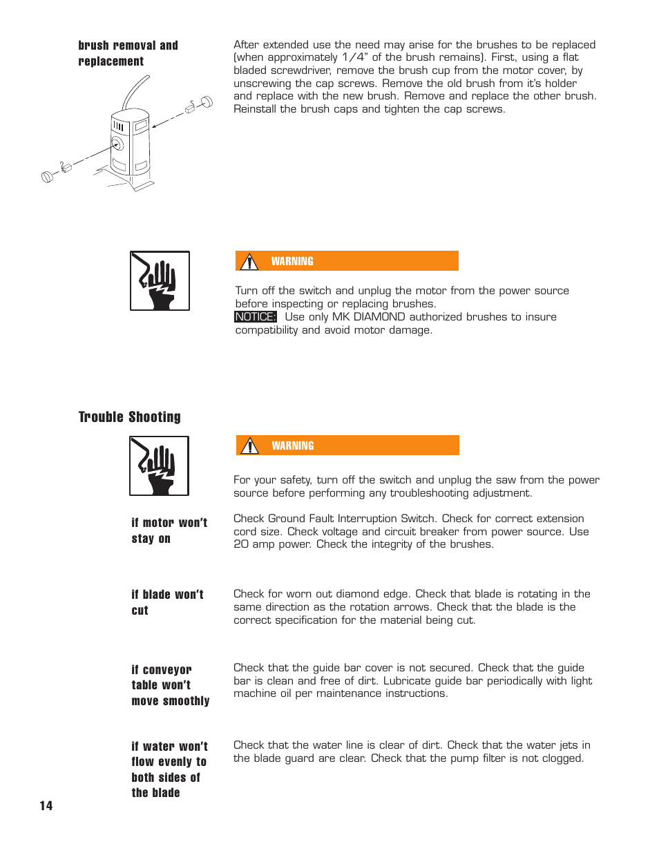 Trouble shooting | MK Diamond MK1070 User Manual | Page 15 / 22