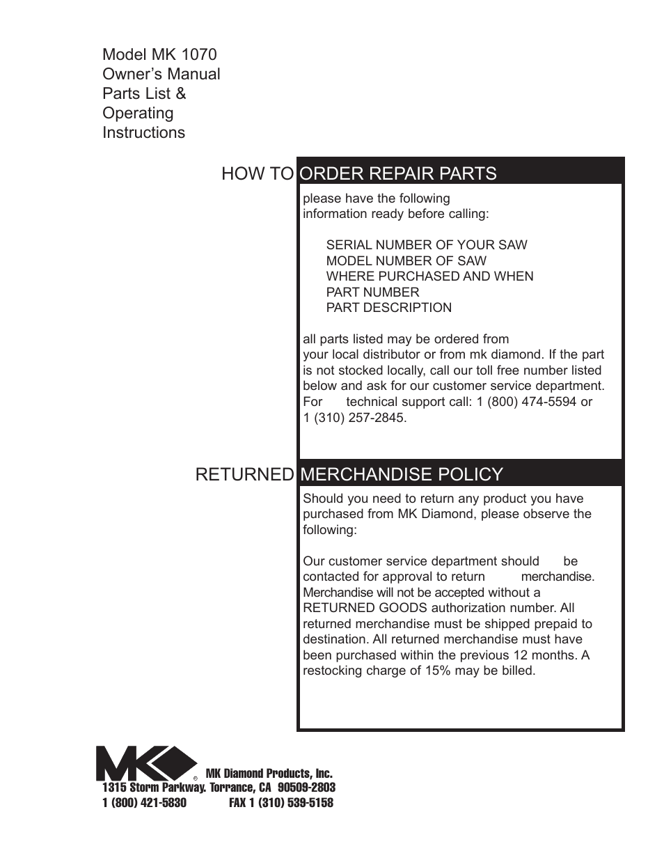 MK Diamond MK1070 User Manual | Page 22 / 22