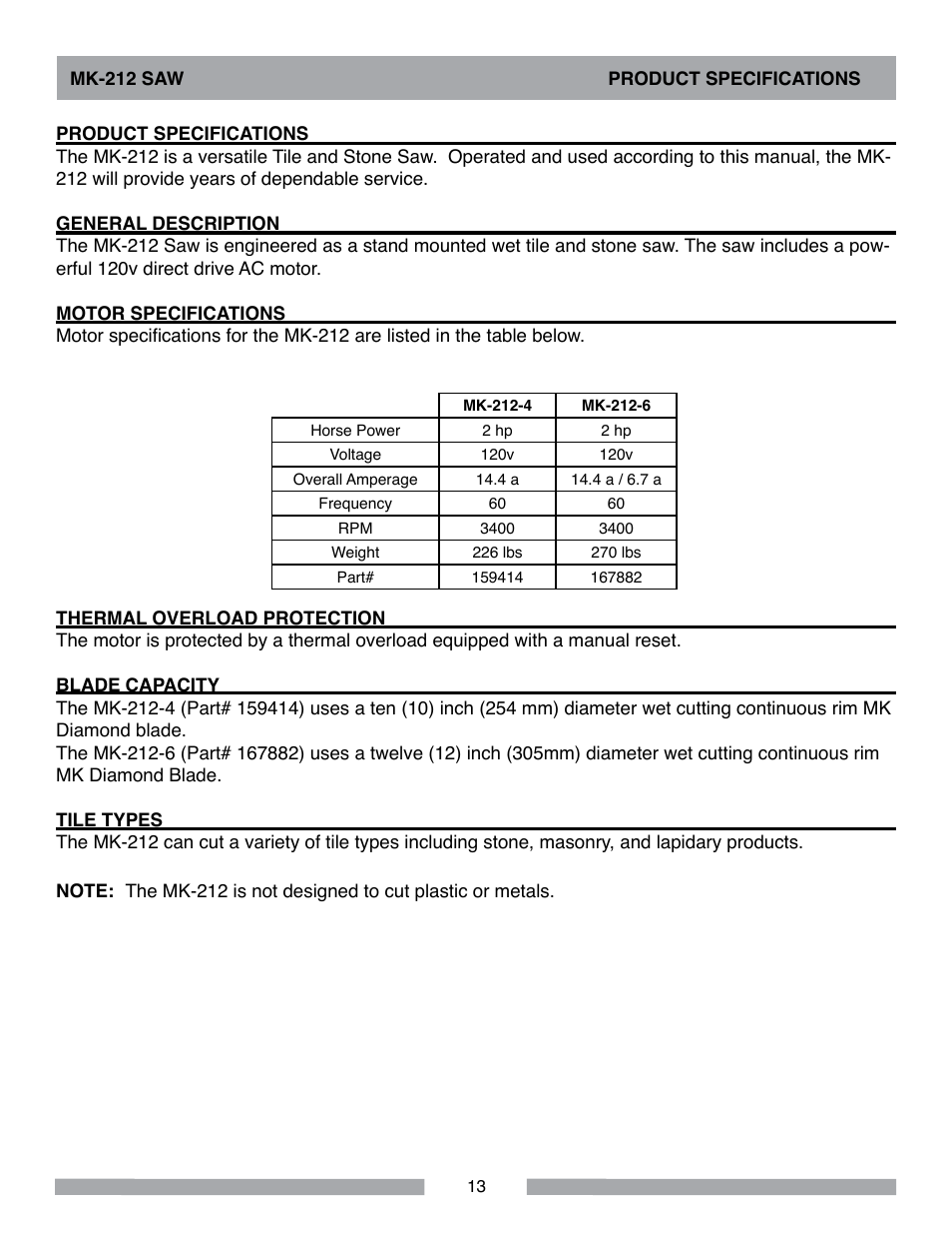 MK Diamond MK-212 User Manual | Page 13 / 52