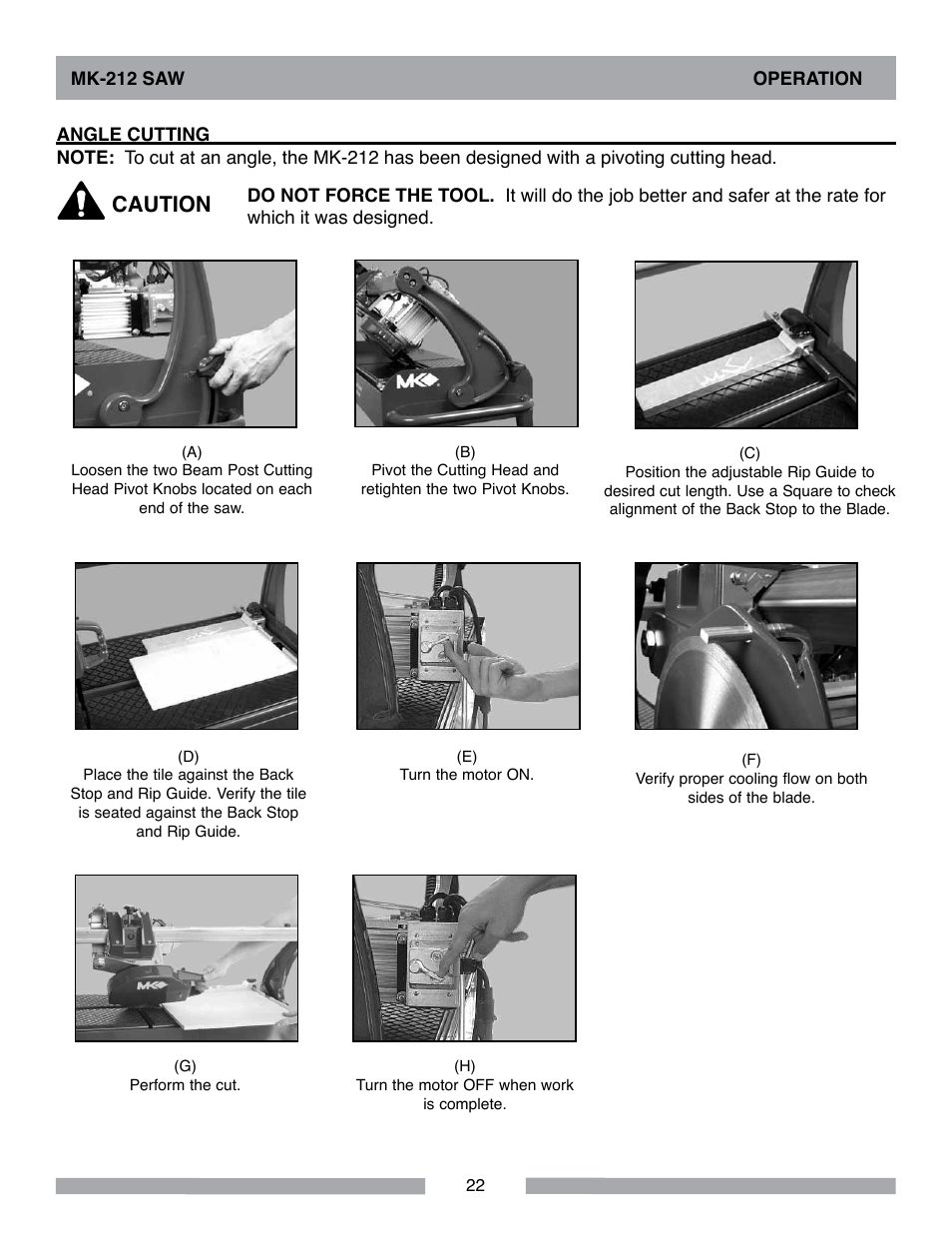 Caution | MK Diamond MK-212 User Manual | Page 22 / 52