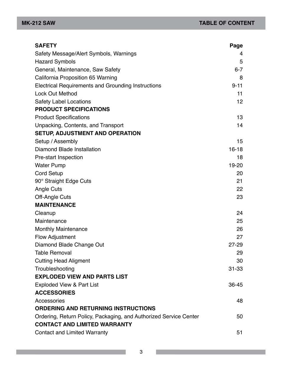 MK Diamond MK-212 User Manual | Page 3 / 52