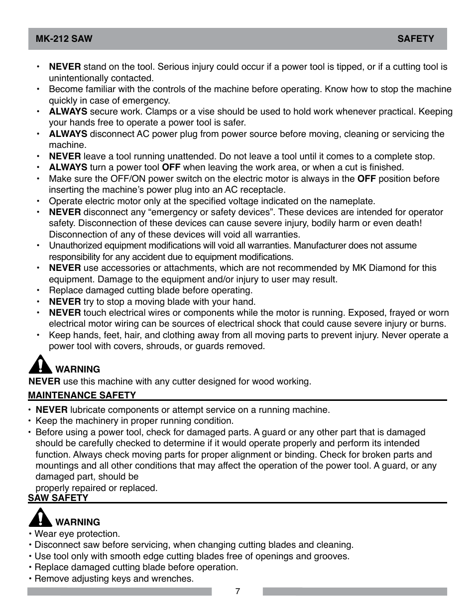 MK Diamond MK-212 User Manual | Page 7 / 52