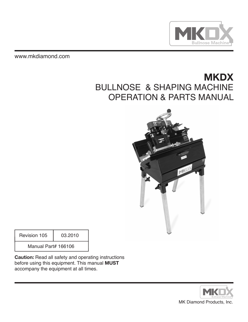 MK Diamond MKDX Profile Milling Machine User Manual | 40 pages