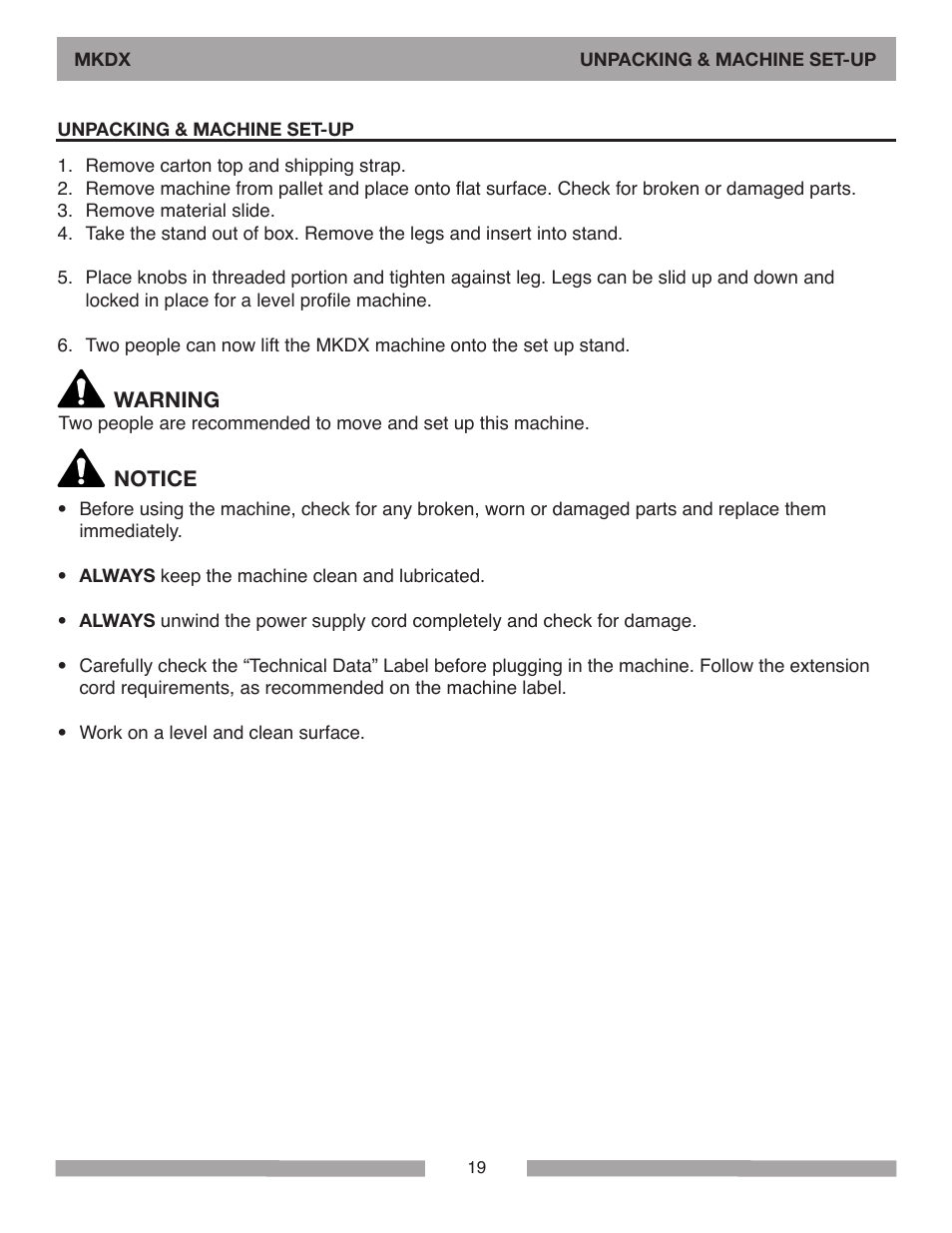 MK Diamond MKDX Profile Milling Machine User Manual | Page 19 / 40