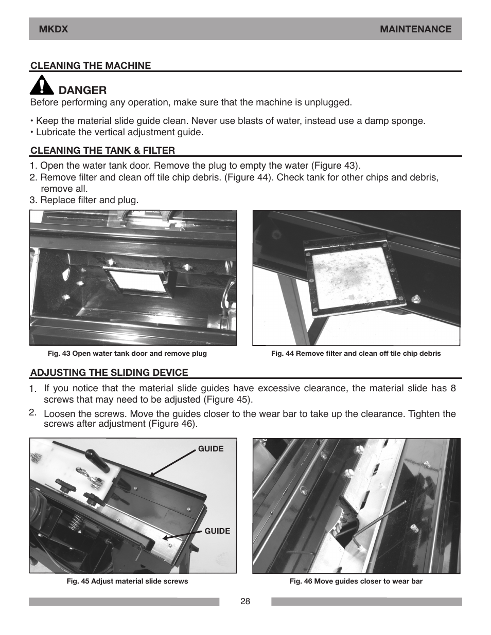 Danger | MK Diamond MKDX Profile Milling Machine User Manual | Page 28 / 40