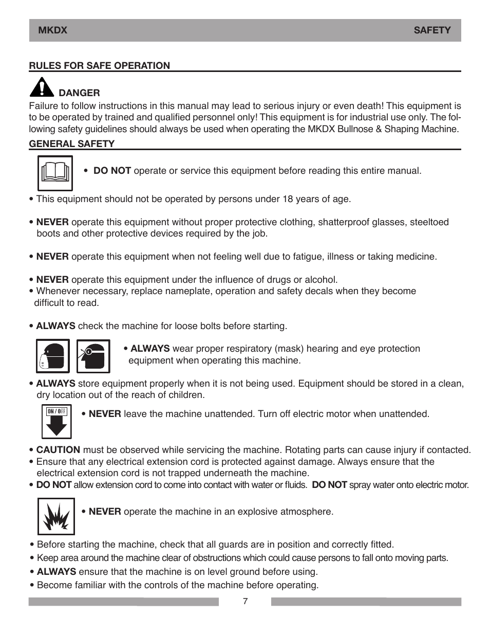 MK Diamond MKDX Profile Milling Machine User Manual | Page 7 / 40
