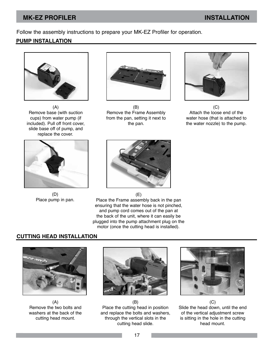 Mk-ez profiler installation | MK Diamond MK-EZ Profile Milling Machine User Manual | Page 17 / 36