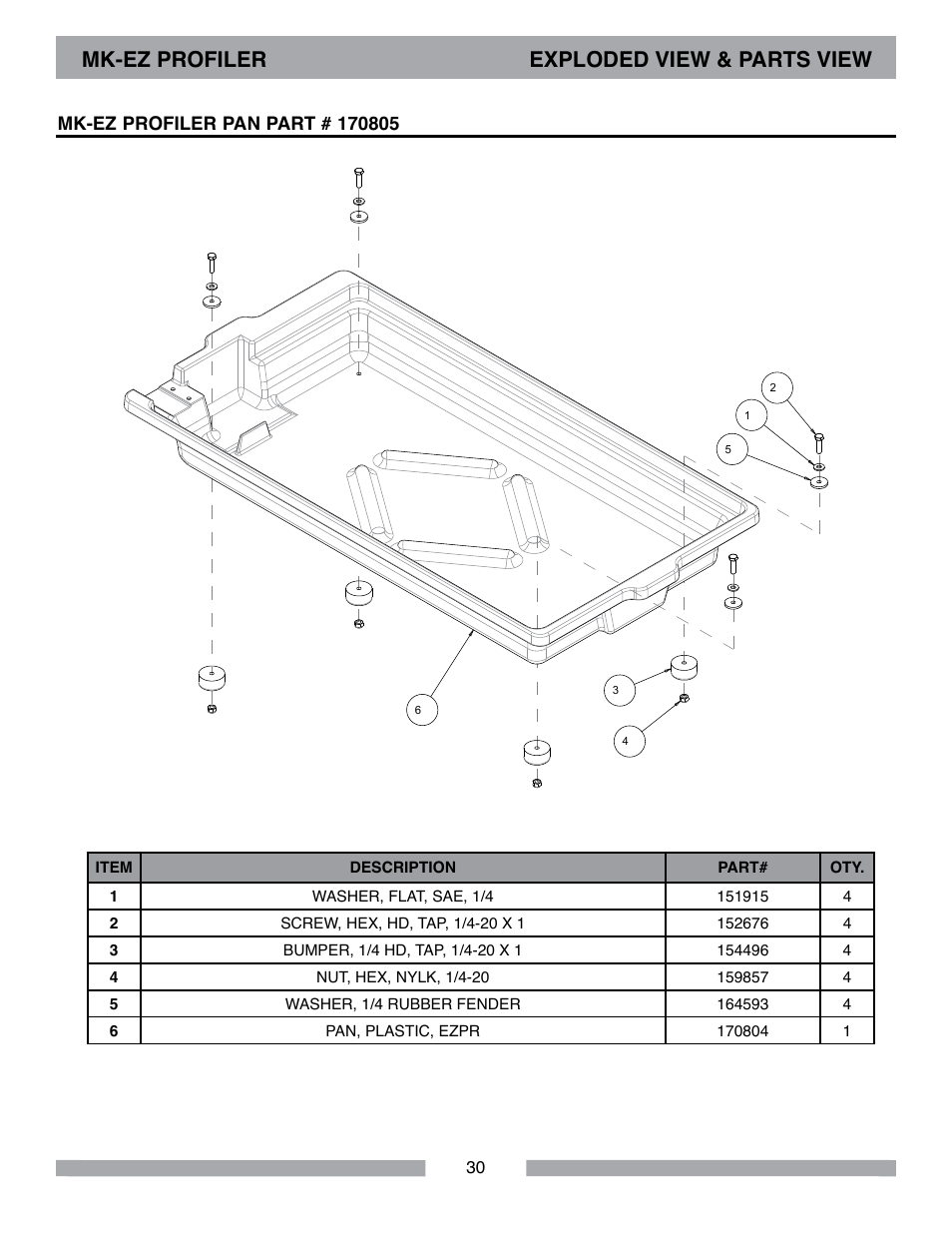 Mk-ez profiler exploded view & parts view | MK Diamond MK-EZ Profile Milling Machine User Manual | Page 30 / 36