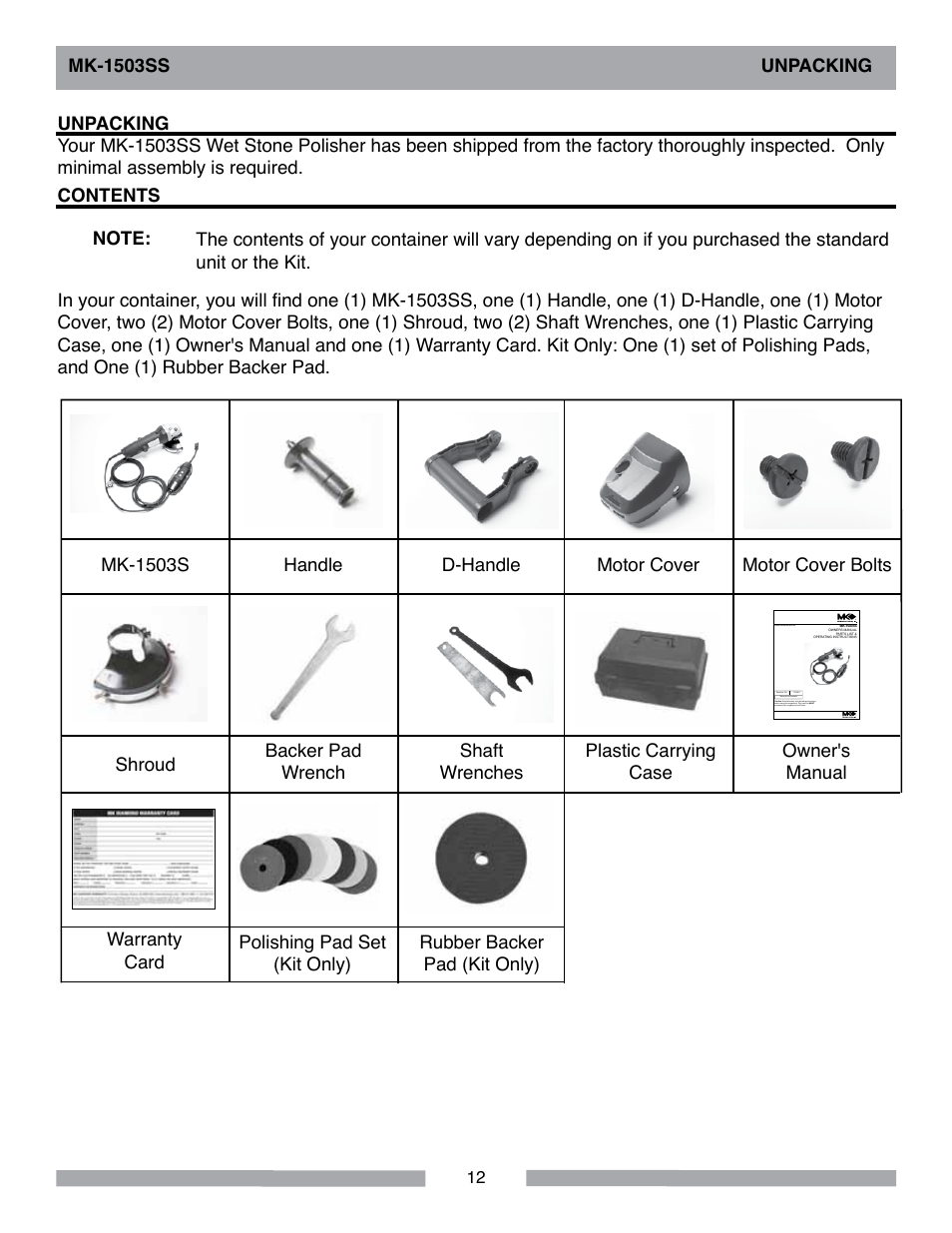 MK Diamond MK-1503SS User Manual | Page 12 / 24