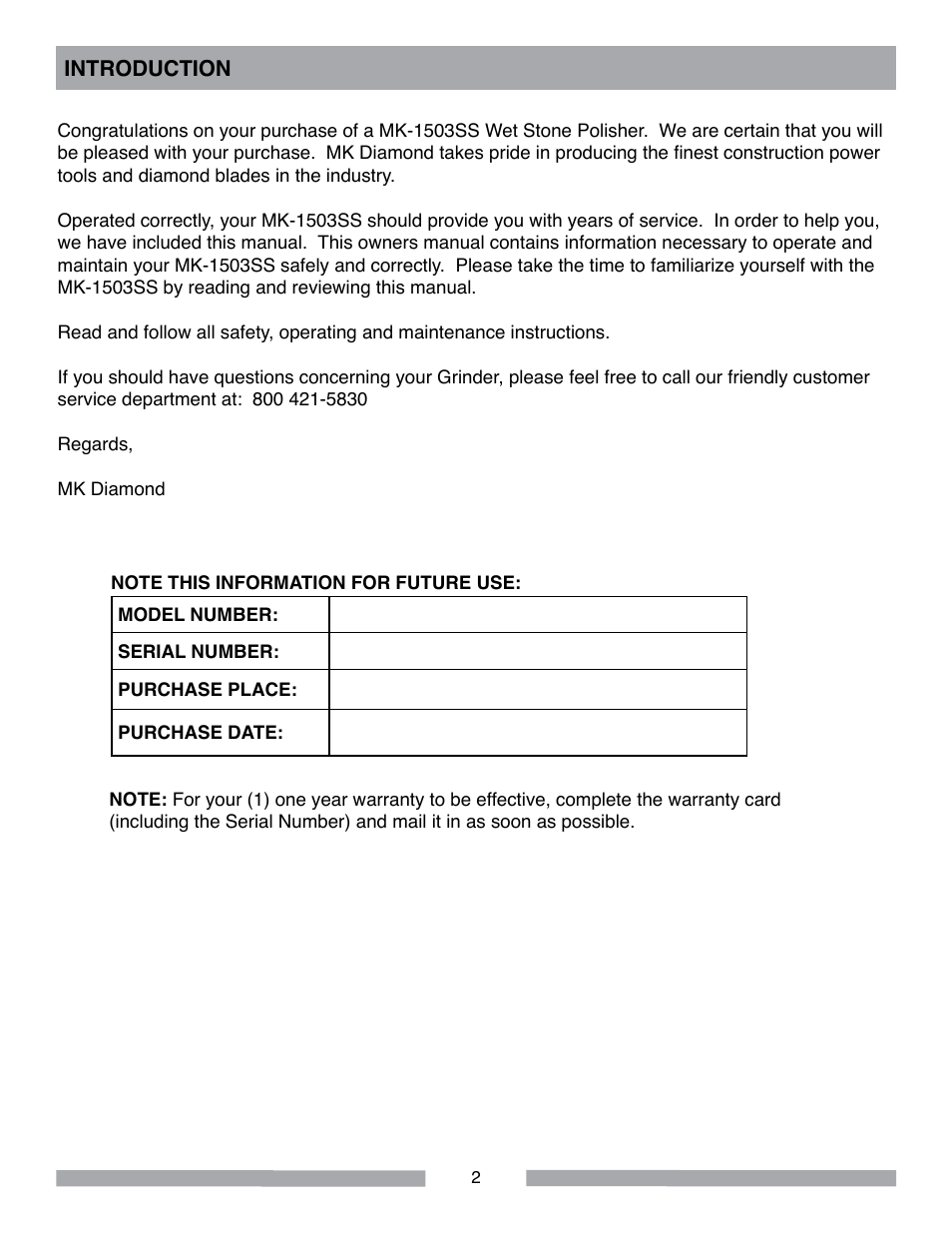 MK Diamond MK-1503SS User Manual | Page 2 / 24