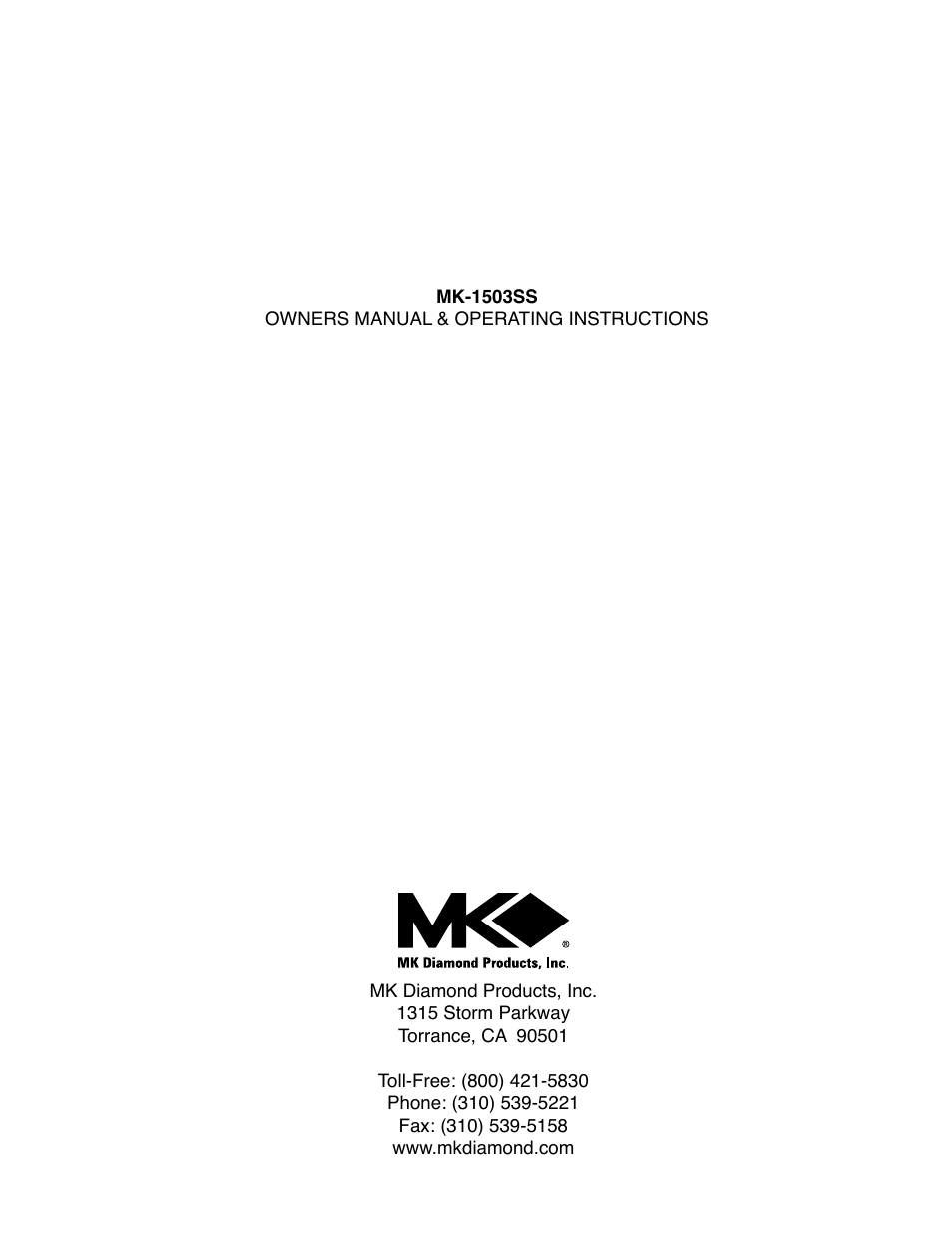 MK Diamond MK-1503SS User Manual | Page 24 / 24
