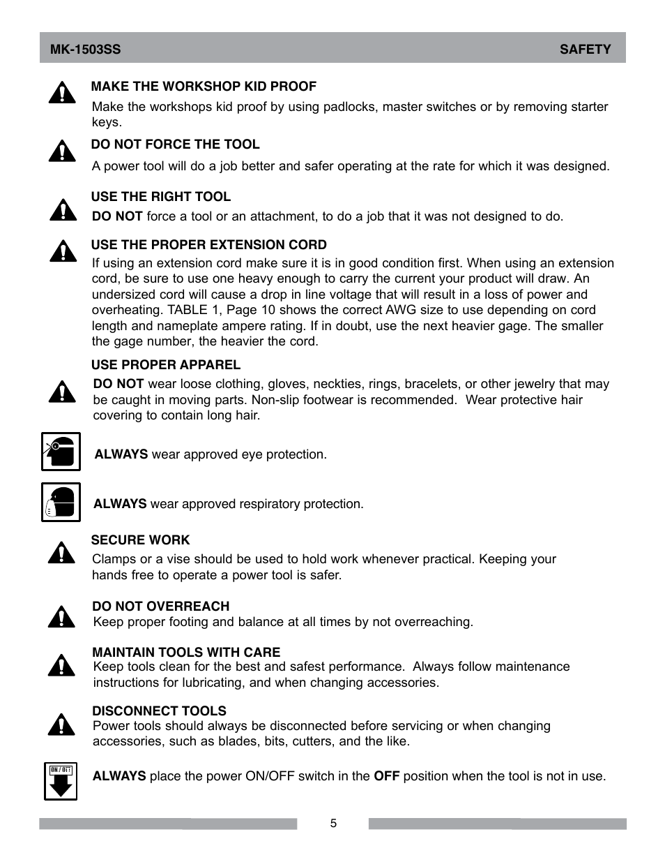 MK Diamond MK-1503SS User Manual | Page 5 / 24