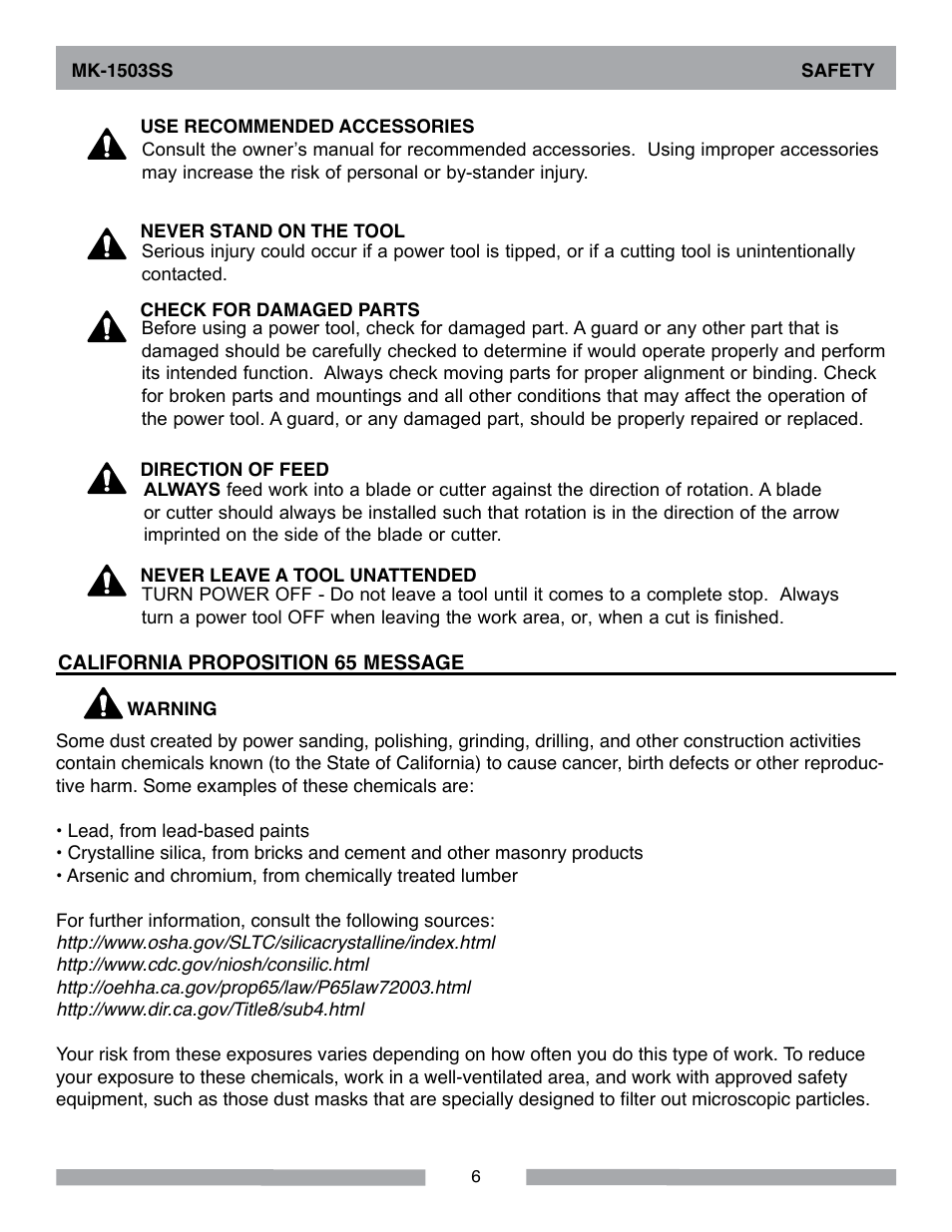 MK Diamond MK-1503SS User Manual | Page 6 / 24