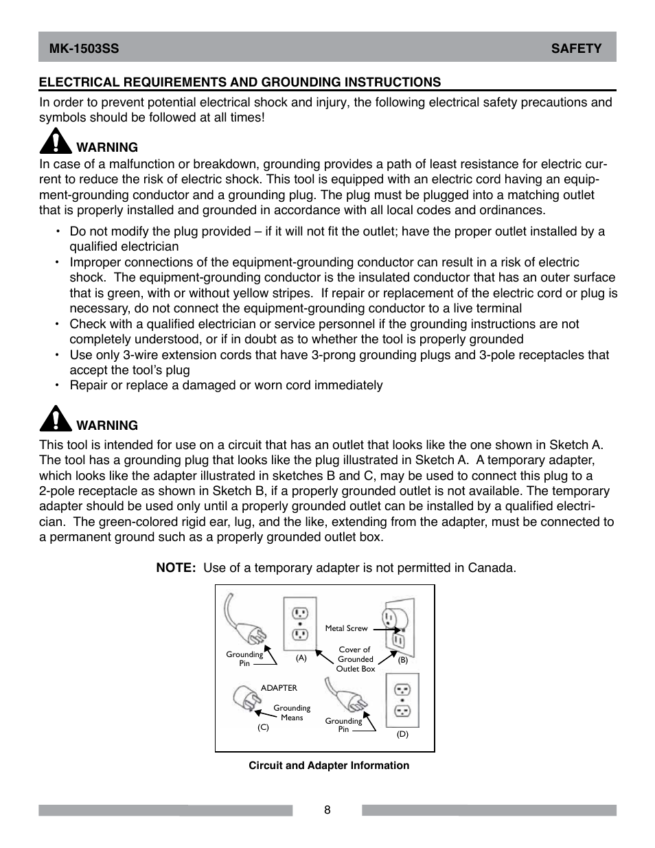 MK Diamond MK-1503SS User Manual | Page 8 / 24