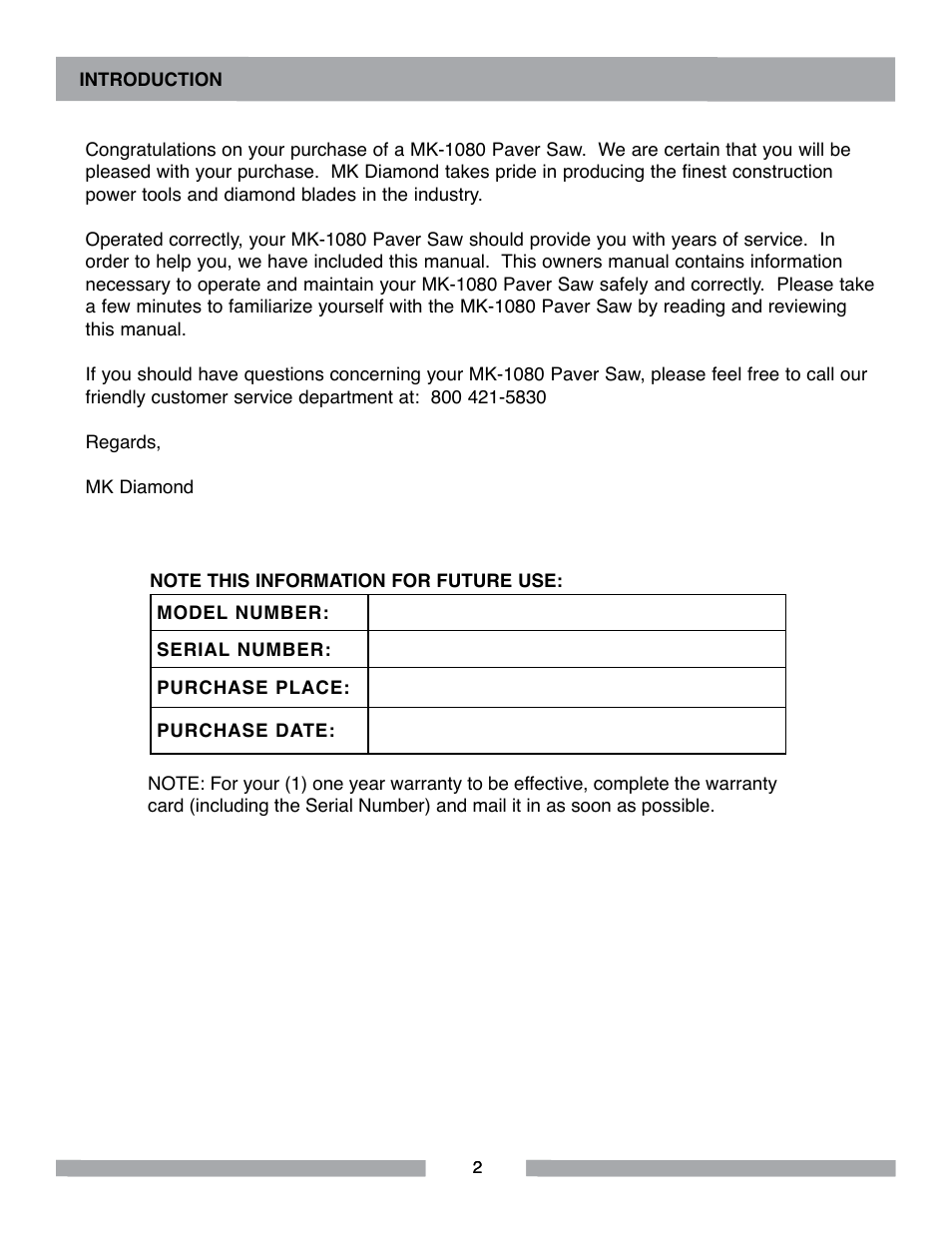 MK Diamond MK-1080 User Manual | Page 2 / 44