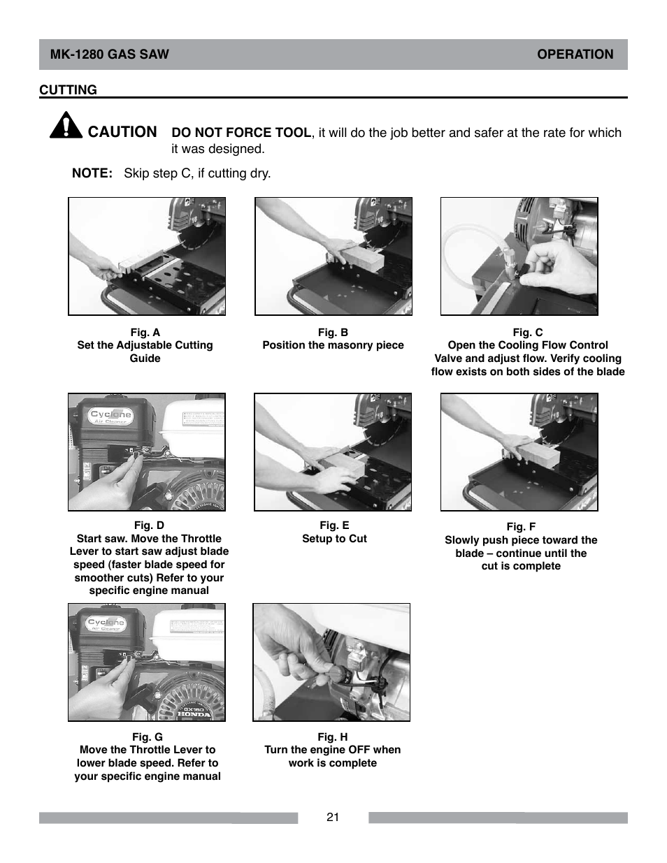 Caution | MK Diamond MK-1280 Gas User Manual | Page 21 / 48