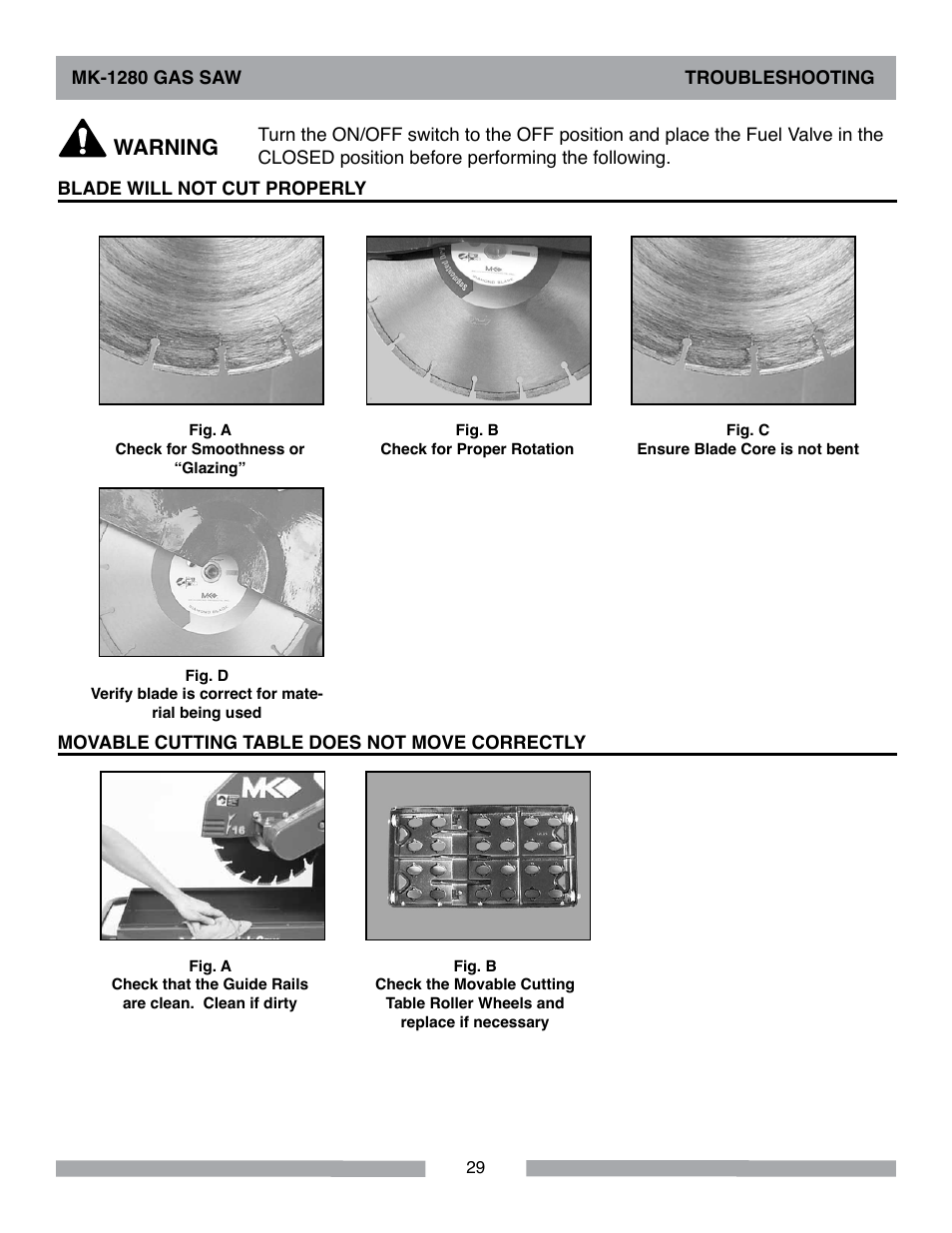 Warning | MK Diamond MK-1280 Gas User Manual | Page 29 / 48