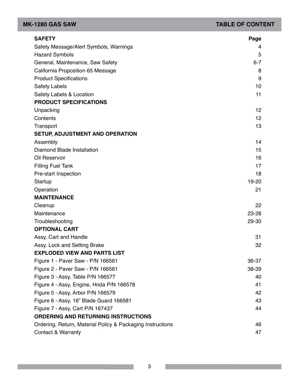 MK Diamond MK-1280 Gas User Manual | Page 3 / 48