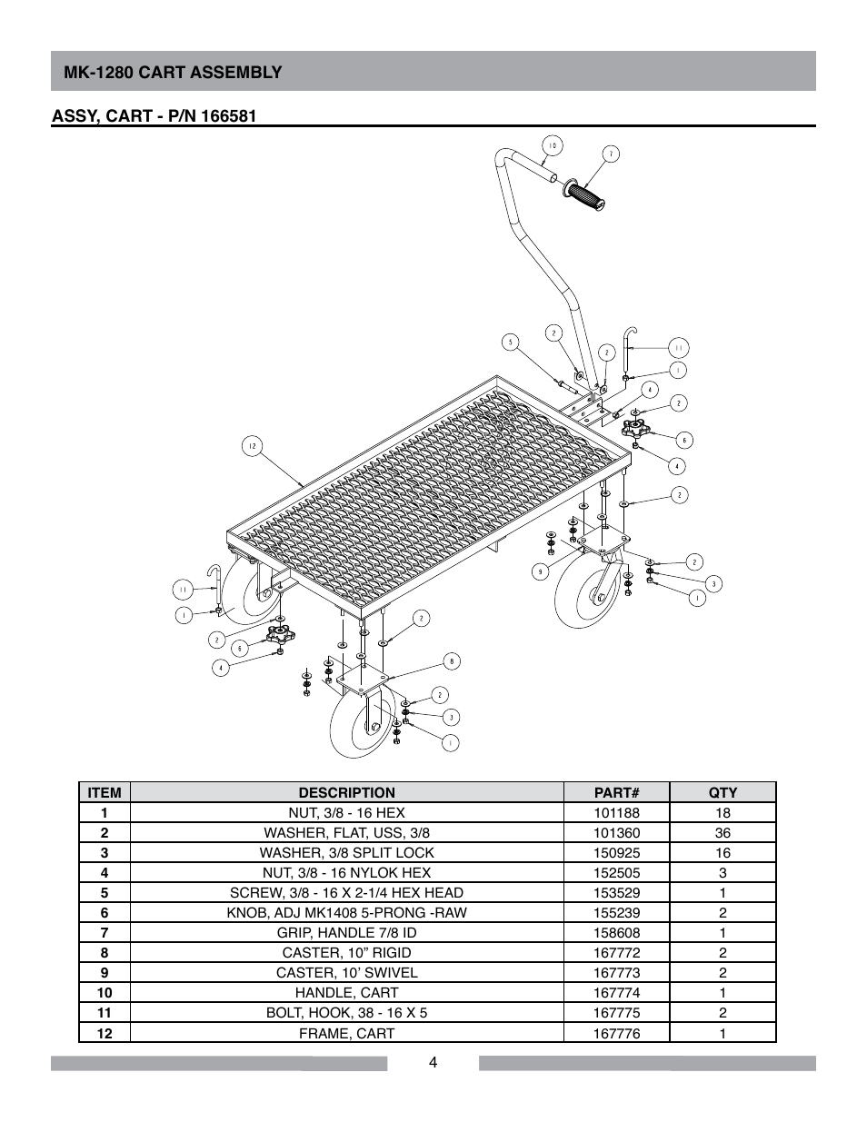 MK Diamond MK-1280 Rolling Cart User Manual | Page 4 / 4