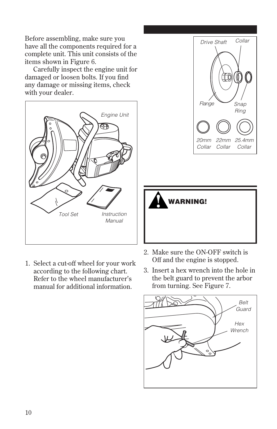 Assembly, Mounting the cut-off wheel, Prior to assembly | MK Diamond EC7600 User Manual | Page 10 / 28