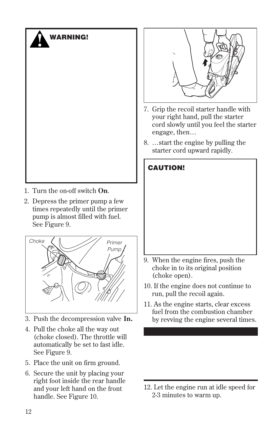 Starting the engine when the engine is cold | MK Diamond EC7600 User Manual | Page 12 / 28