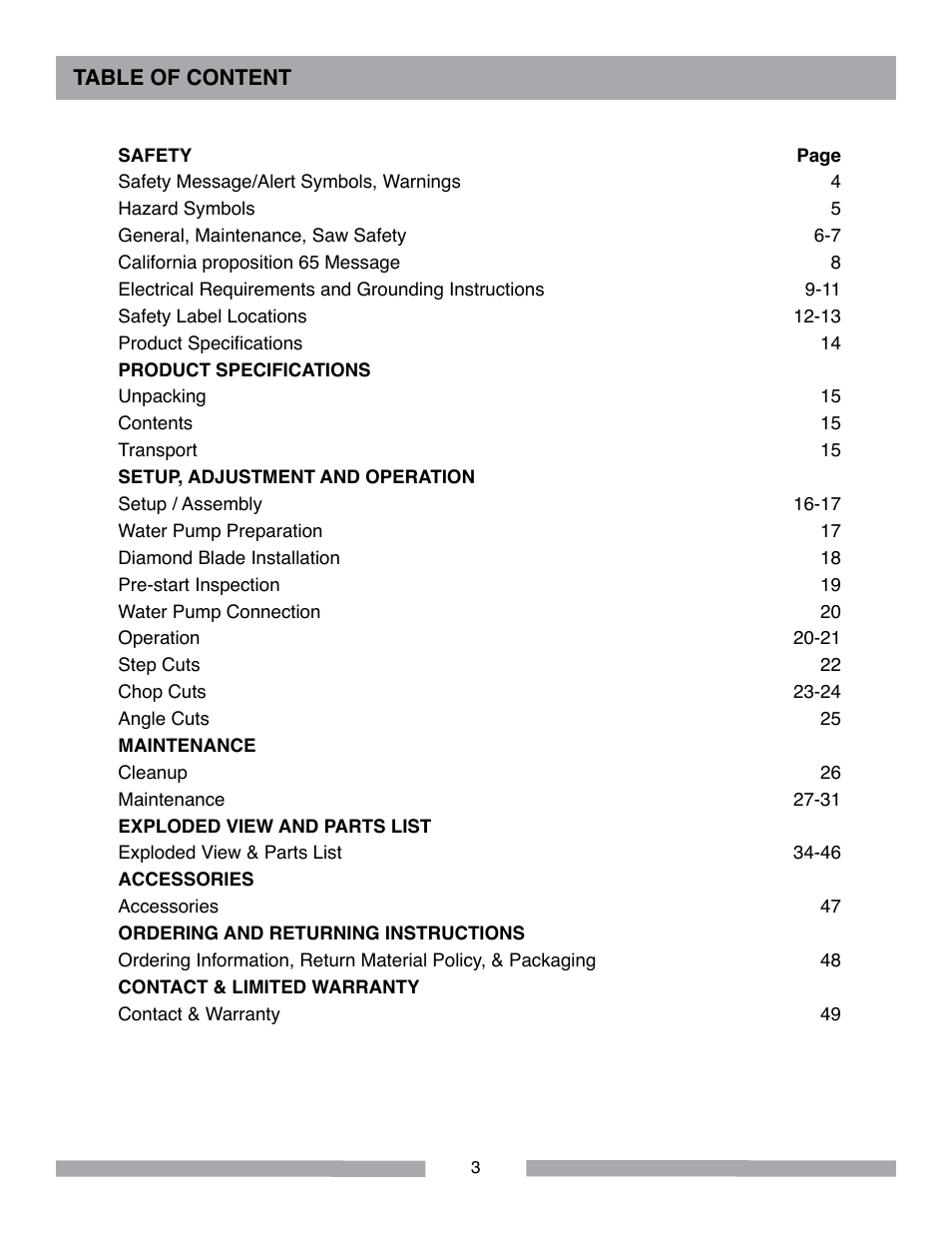 MK Diamond MK-2000 Electric User Manual | Page 3 / 52