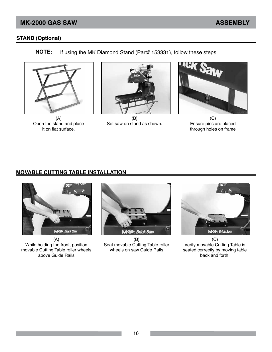 Mk-2000 gas saw assembly | MK Diamond MK-2000 Gas User Manual | Page 16 / 60