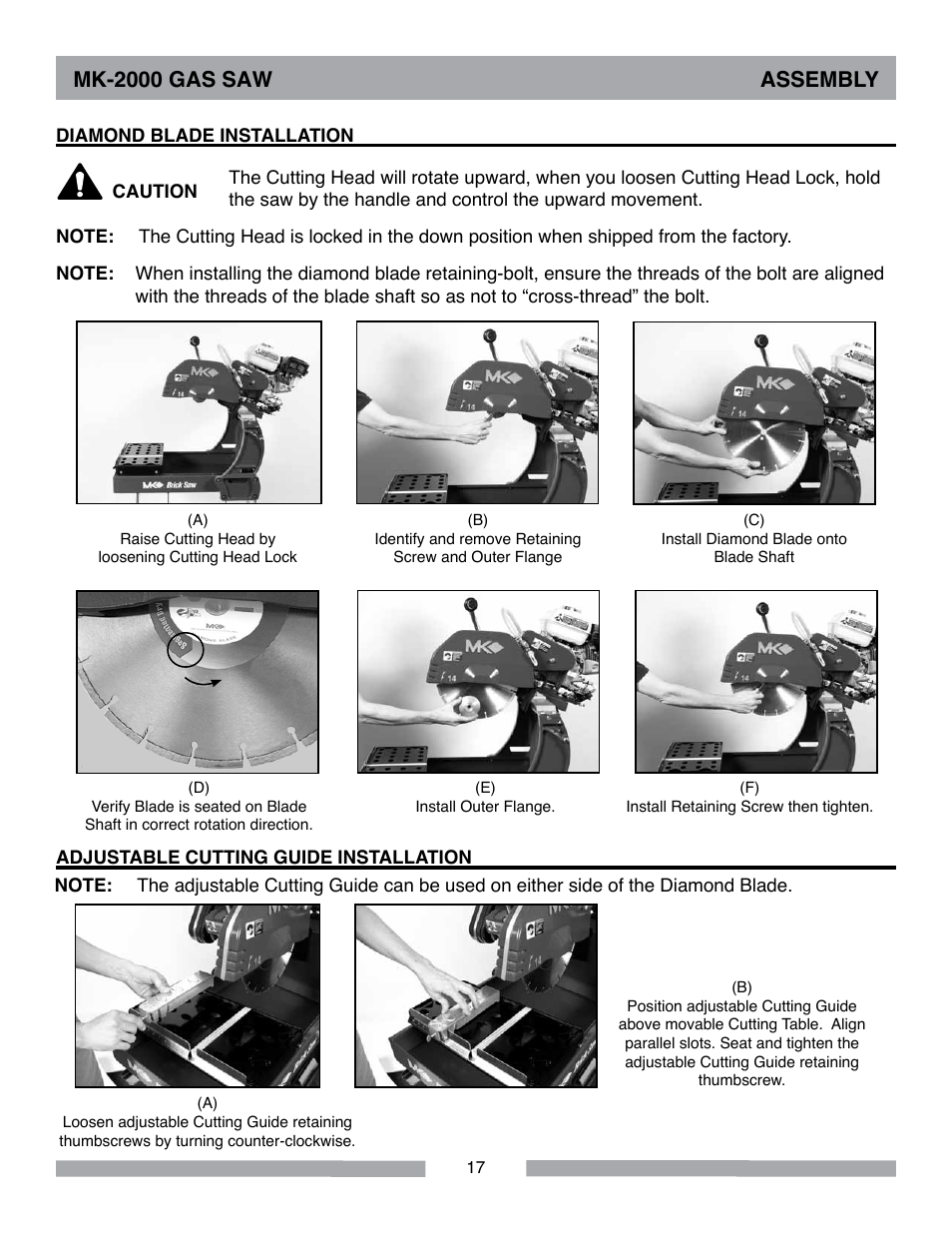 Mk-2000 gas saw assembly | MK Diamond MK-2000 Gas User Manual | Page 17 / 60