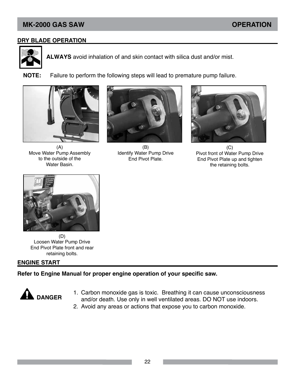 Mk-2000 gas saw operation | MK Diamond MK-2000 Gas User Manual | Page 22 / 60