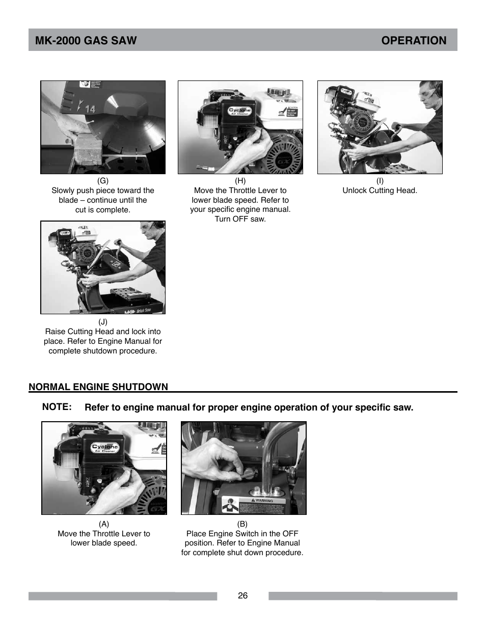 Mk-2000 gas saw operation | MK Diamond MK-2000 Gas User Manual | Page 26 / 60