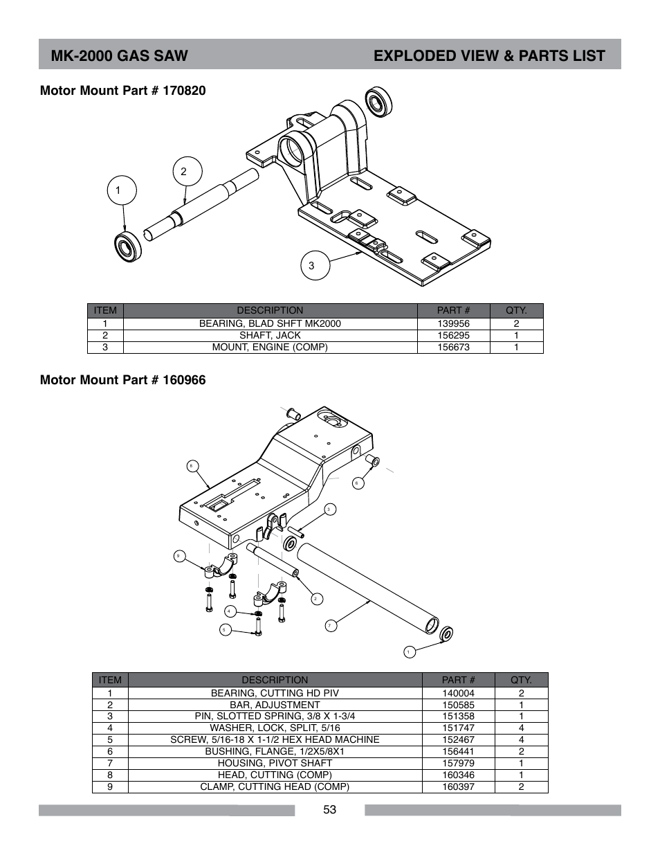Mk-2000 gas saw exploded view & parts list | MK Diamond MK-2000 Gas User Manual | Page 53 / 60