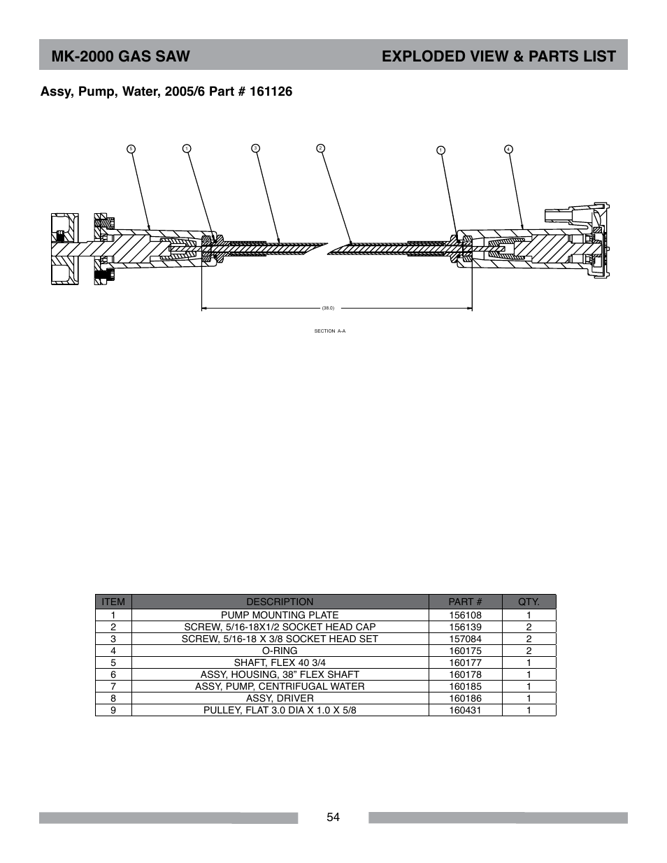 Mk-2000 gas saw exploded view & parts list | MK Diamond MK-2000 Gas User Manual | Page 54 / 60