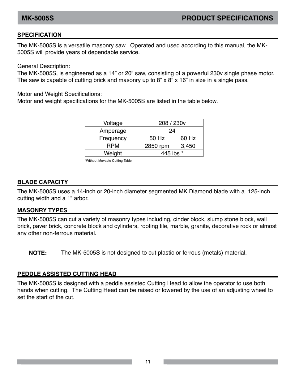 MK Diamond MK-5005S User Manual | Page 11 / 56