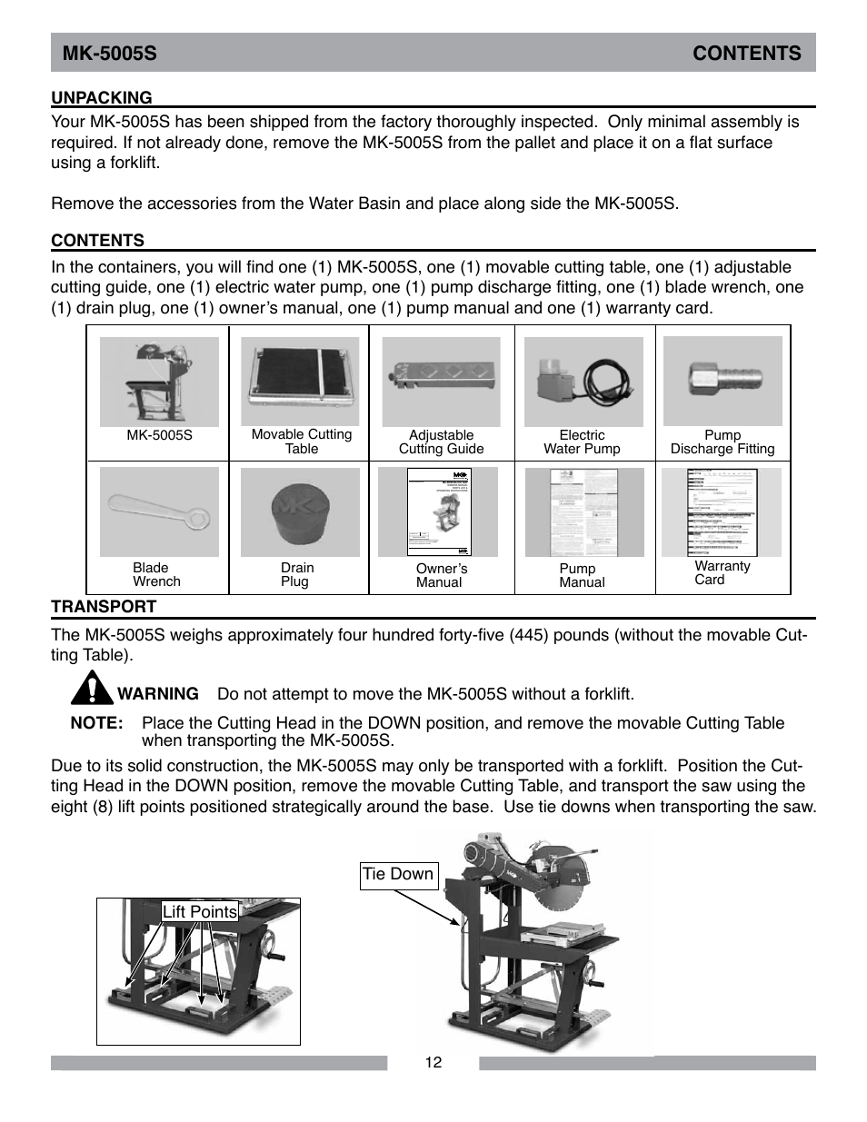Mk-5005s contents | MK Diamond MK-5005S User Manual | Page 12 / 56