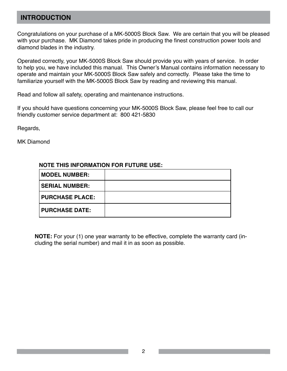 MK Diamond MK-5005S User Manual | Page 2 / 56